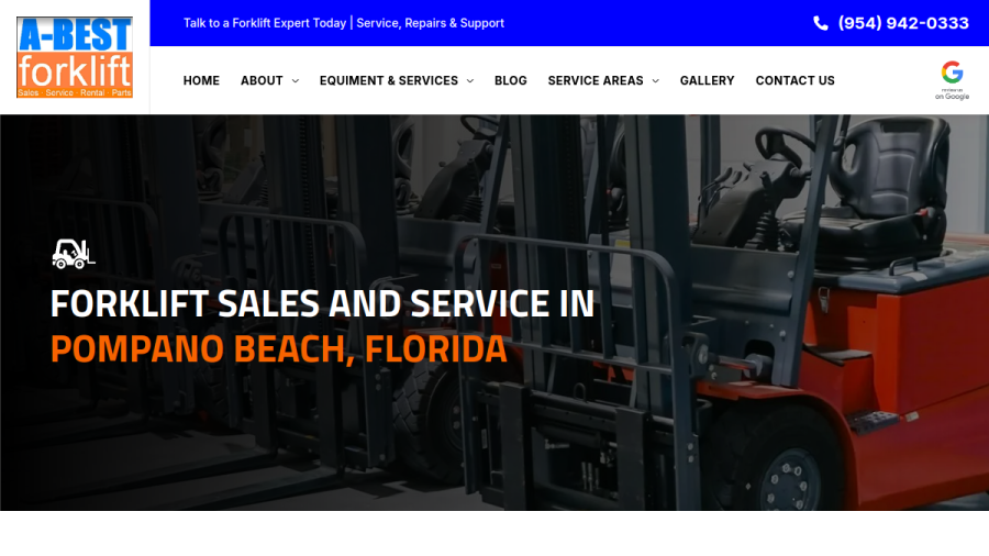 Screenshot of the A-Best Forklift & Hydraulic website