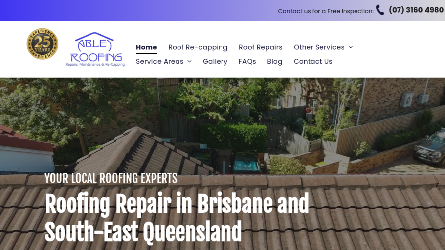 Able Roofing website