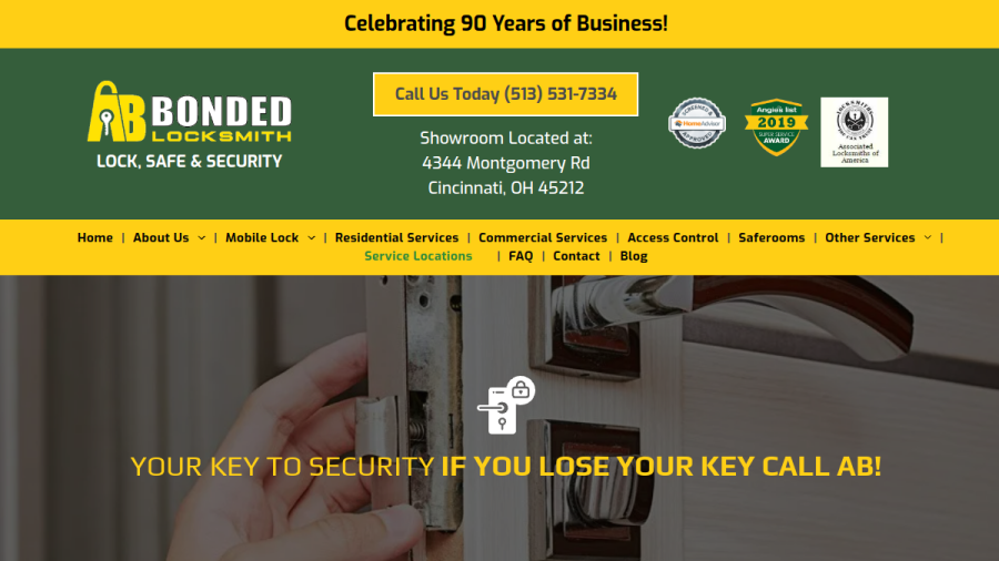 Screenshot of the A B Bonded Locksmith website