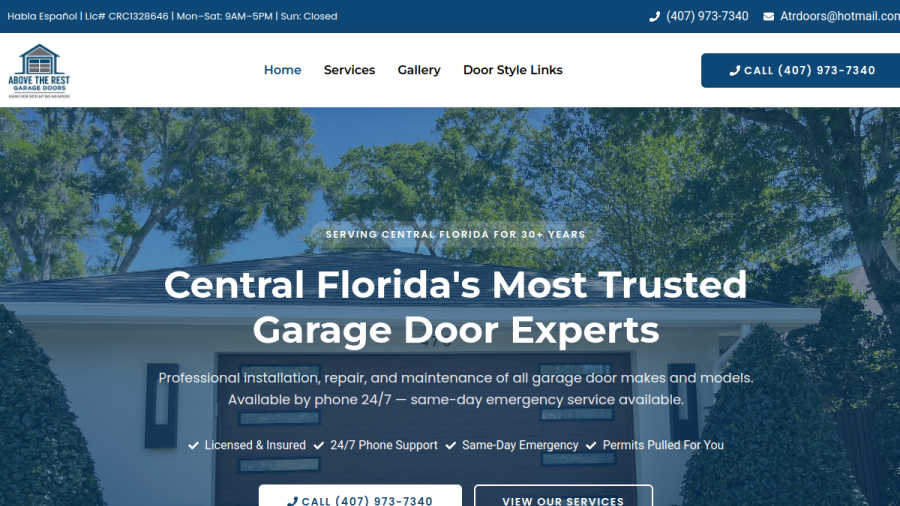Screenshot of Above The Rest Doors website