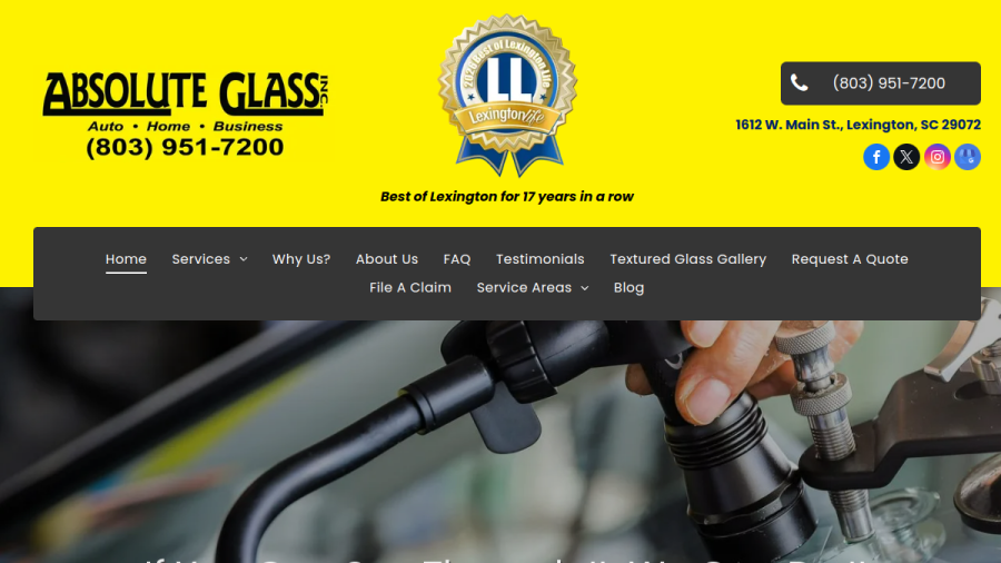 Screenshot of the Absolute Glass, Inc. website