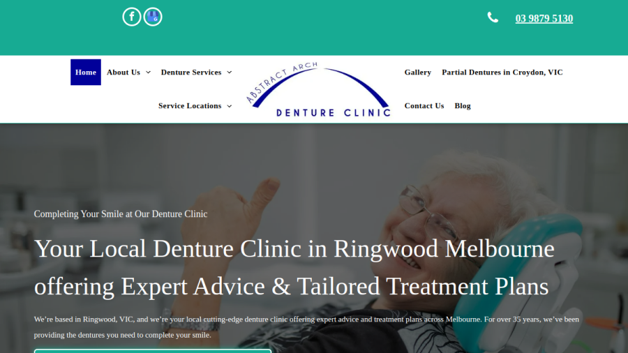 Screenshot of Abstract Arch Denture Clinic website