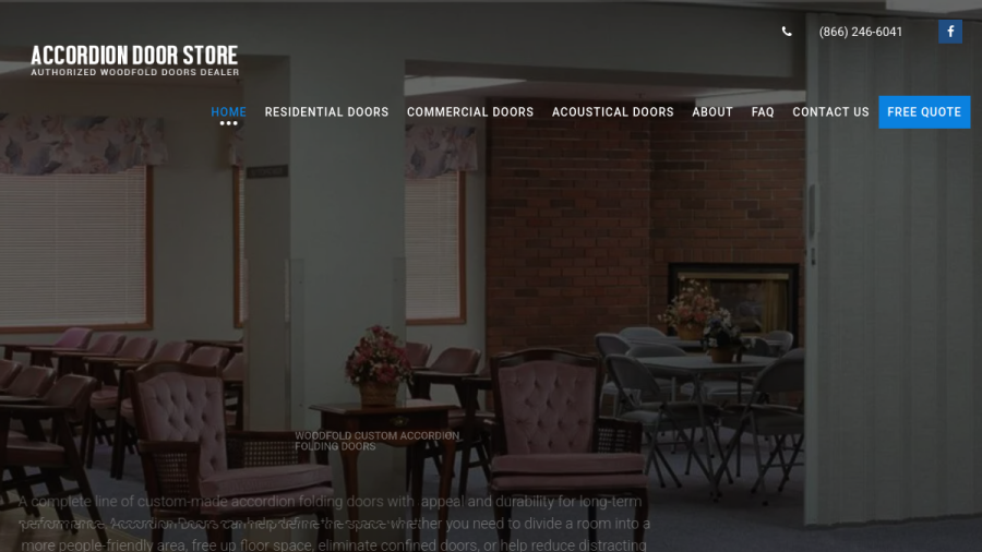Screenshot of Accordion Door Store website