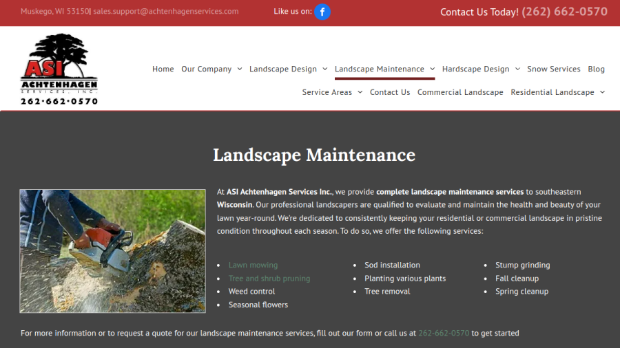 Screenshot of the ACHTENHAGEN SERVICES, INC website