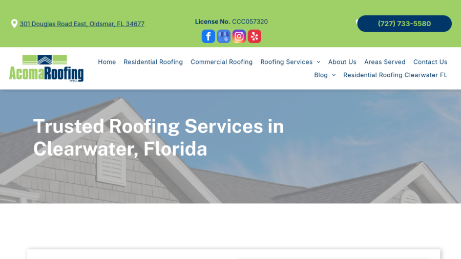 Acoma Roofing website screenshot