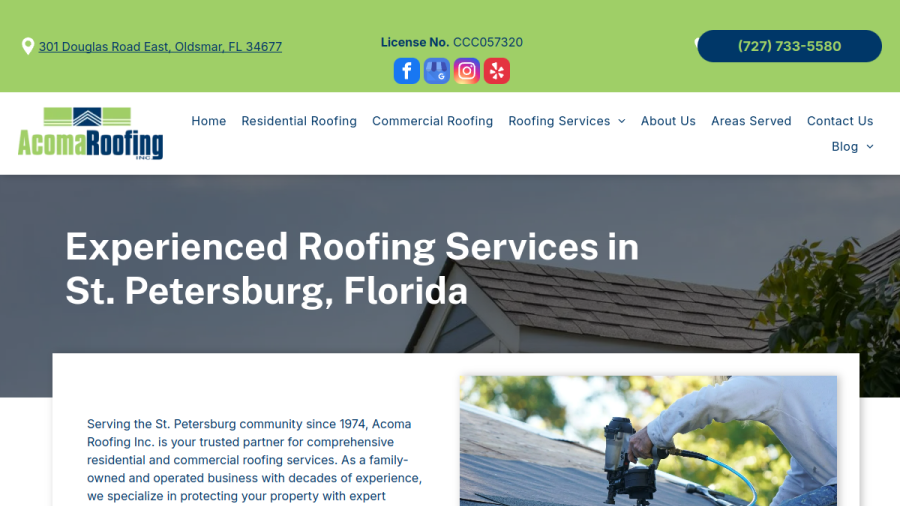 Acoma Roofing website