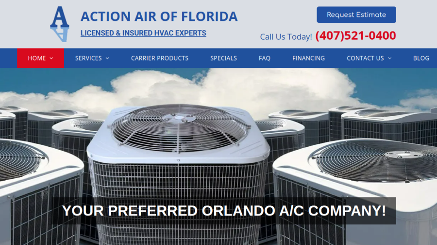 Action Air Of Florida website