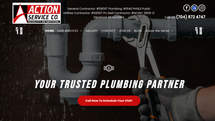 Screenshot of the Action Service Company, LLC website
