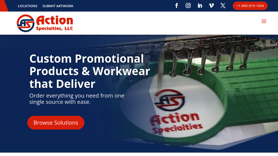 Action Specialties website