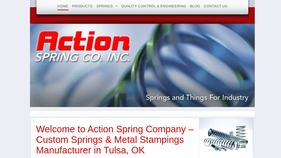 Screenshot of the Action Spring Company website