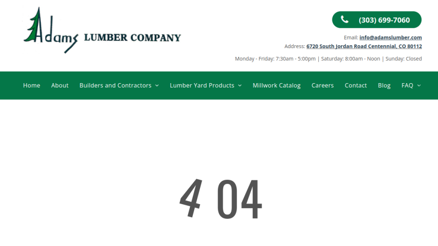 Adams Lumber Co website