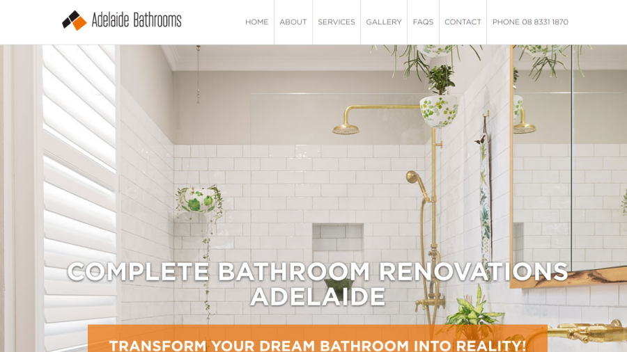 Screenshot of the Adelaide Bathrooms website