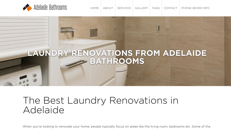 Screenshot of the Adelaide Bathrooms website