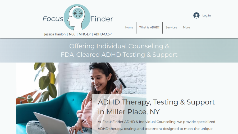 Screenshot of the FocusFinder, Individual Counseling & ADHD Testing website