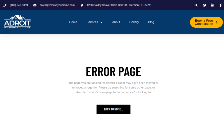 Screenshot of the Adroit Property Solutions, Inc. website