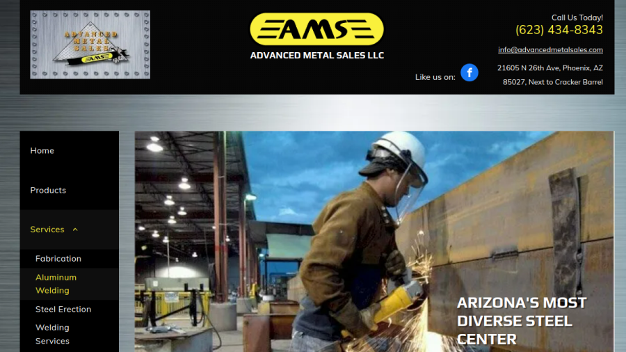 Screenshot of the Advanced Metal Sales LLC website