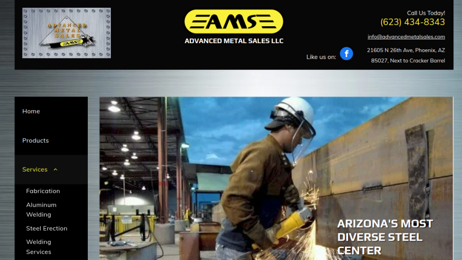 Screenshot of the Advanced Metal Sales LLC website