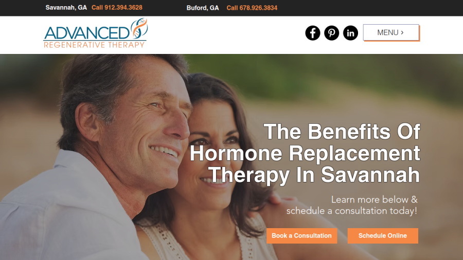 Screenshot of the Advanced Regenerative Therapy website