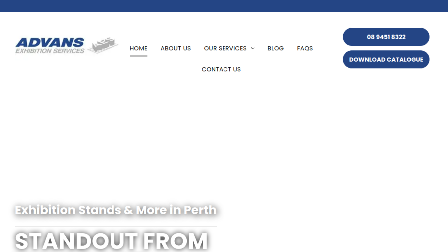 Screenshot of the Advans Exhibition Services website