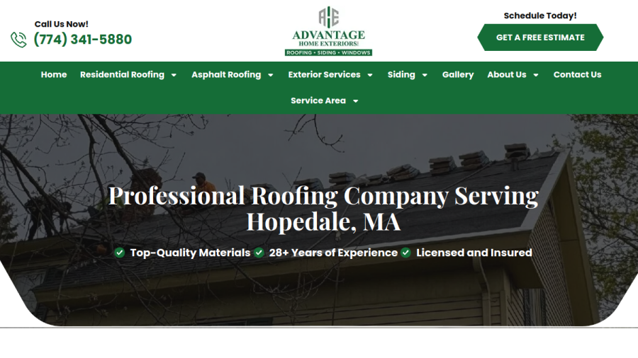 Advantage Home Exteriors website