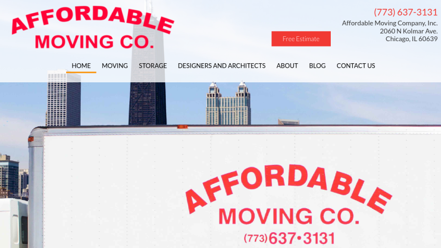 Affordable Moving Company website screenshot