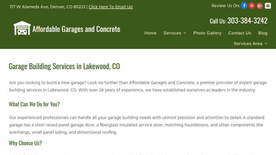 Affordable Garages and Concrete website