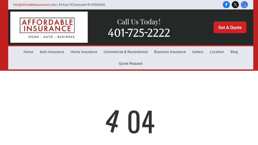 Screenshot of the Affordable Insurance website