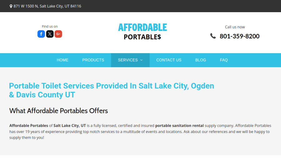 Affordable Portables website