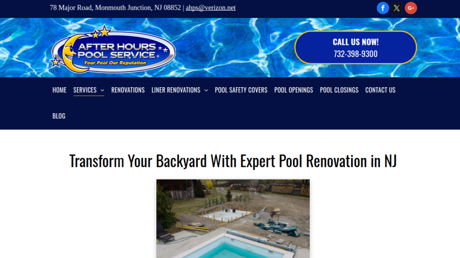 After Hours Pool Service website