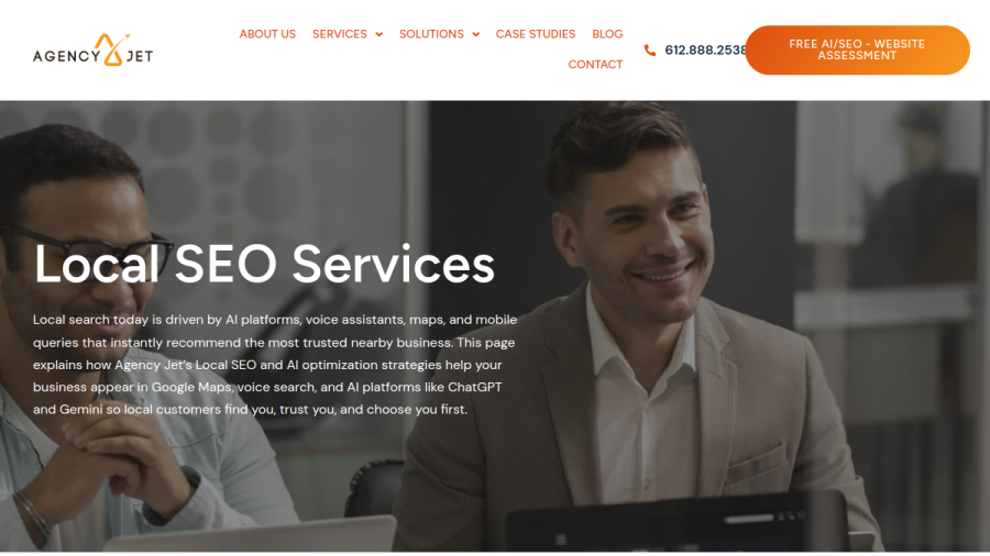 Screenshot of Agency Jet, LLC website