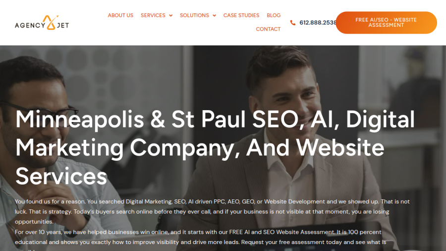 Website screenshot of Agency Jet