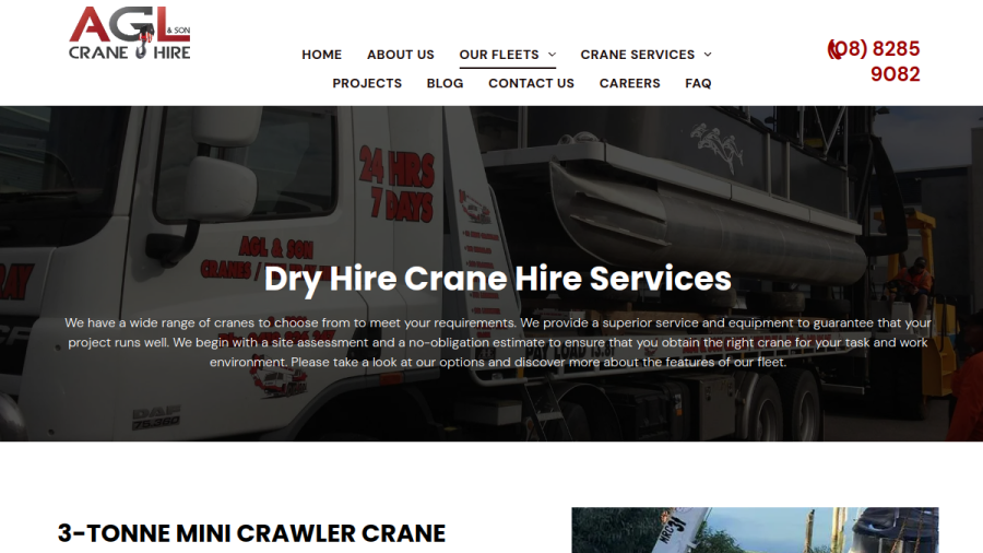 AGL & Son Crane Hire website