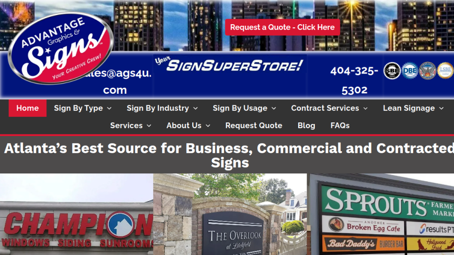 Advantage Graphics and Signs website