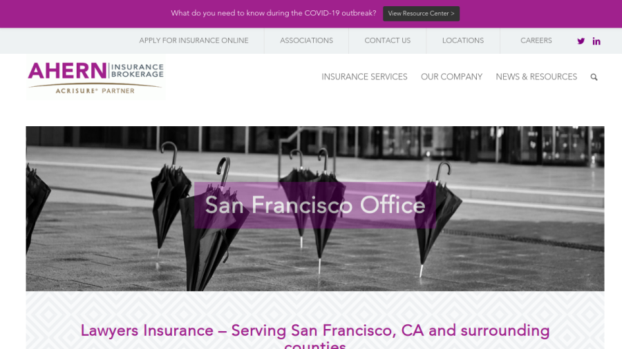 AHERN Insurance Brokerage website screenshot