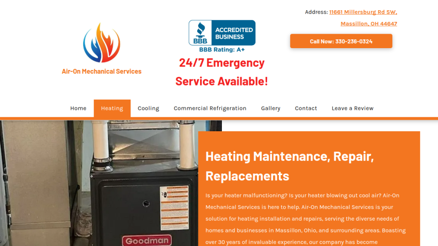 Air-On Mechanical Services, LLC. website