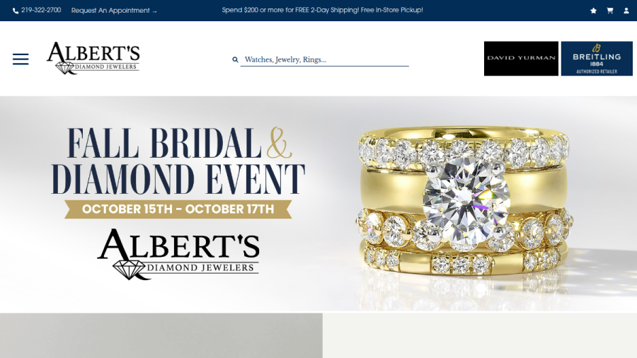 Albert's Diamond Jewelers website