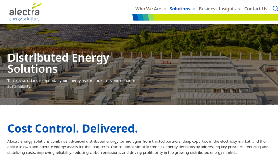 Screenshot of the Alectra Energy Solutions Inc. website