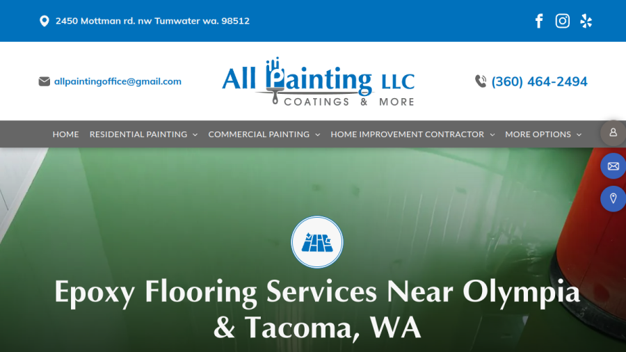 Screenshot of the All Painting Coatings & More website