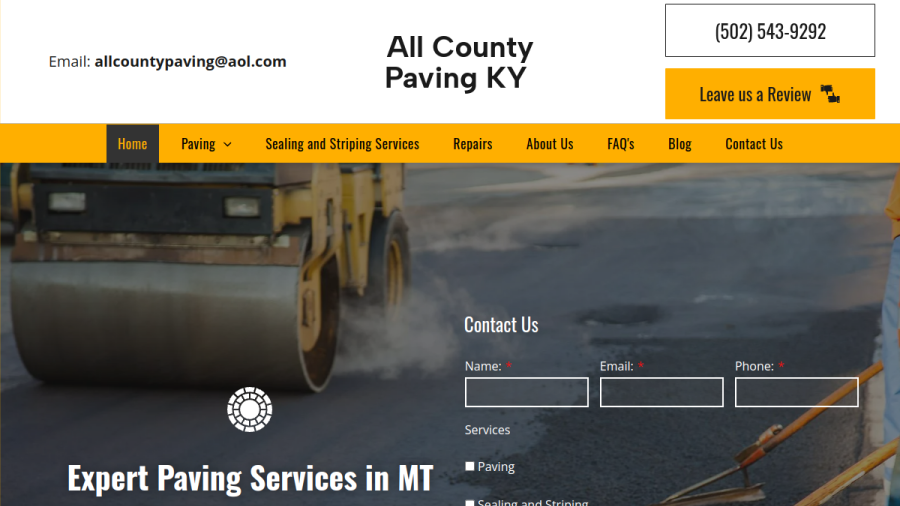 All County Paving website