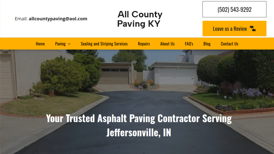 Screenshot of the All County Paving website
