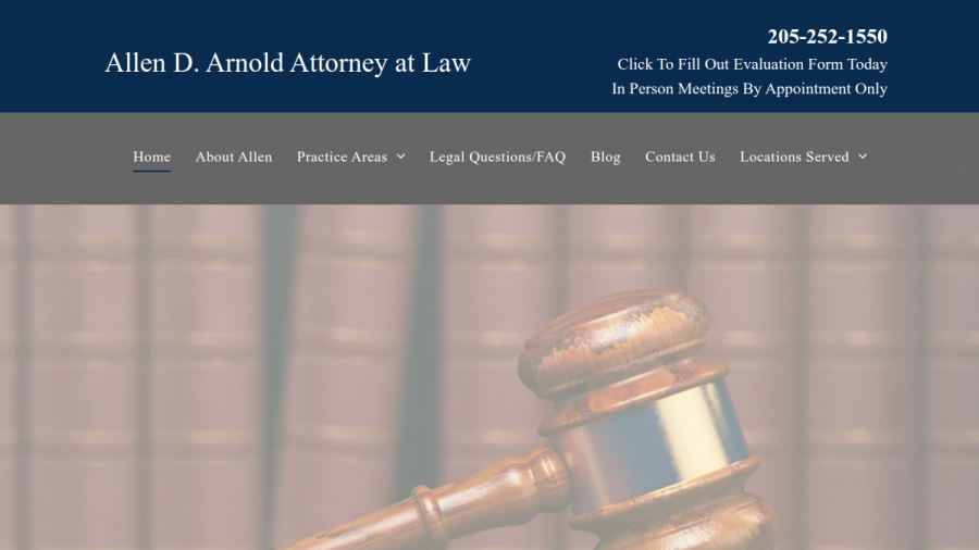 Screenshot of the Allen D. Arnold Attorney at Law website
