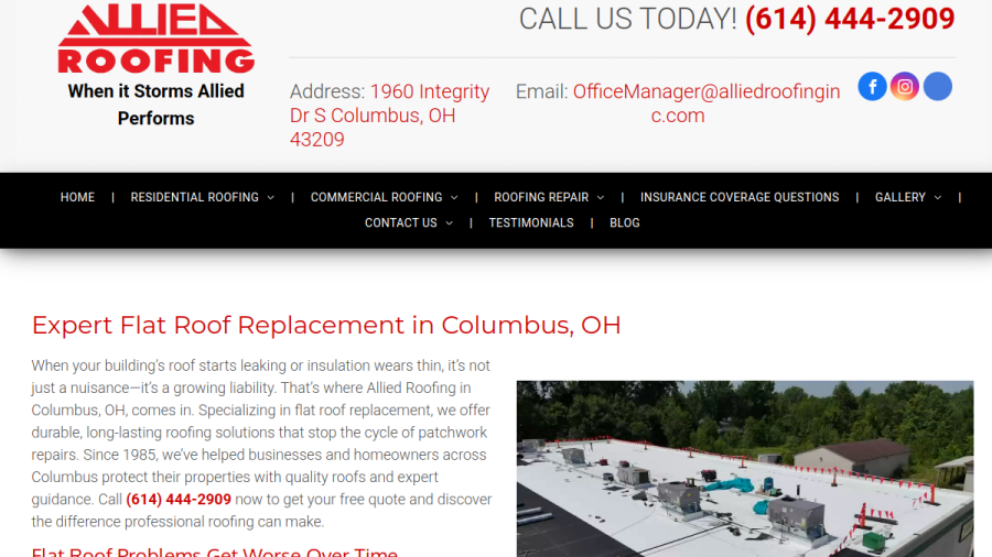 Allied Roofing Inc. website