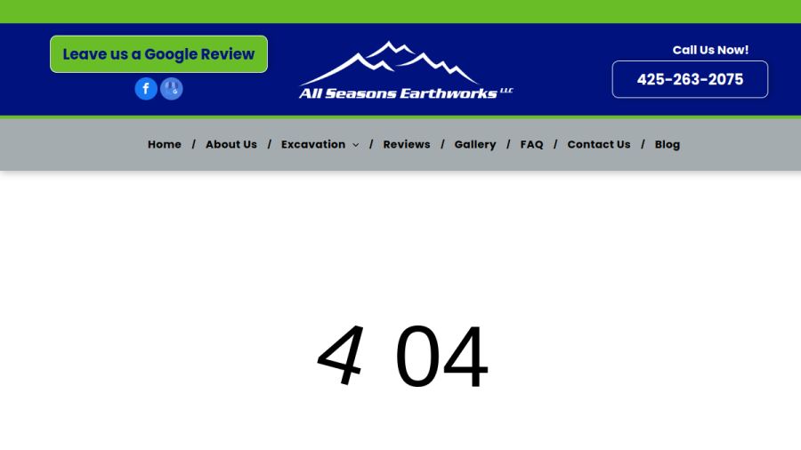 Screenshot of the All Seasons Earthworks website