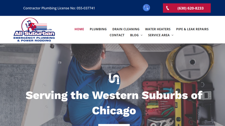 Screenshot of the All Suburban Emergency Plumbing & Power Rodding website