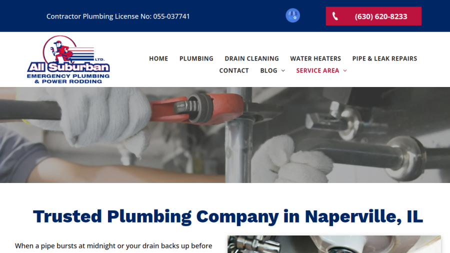 Screenshot of All Suburban Emergency Plumbing & Power Rodding website