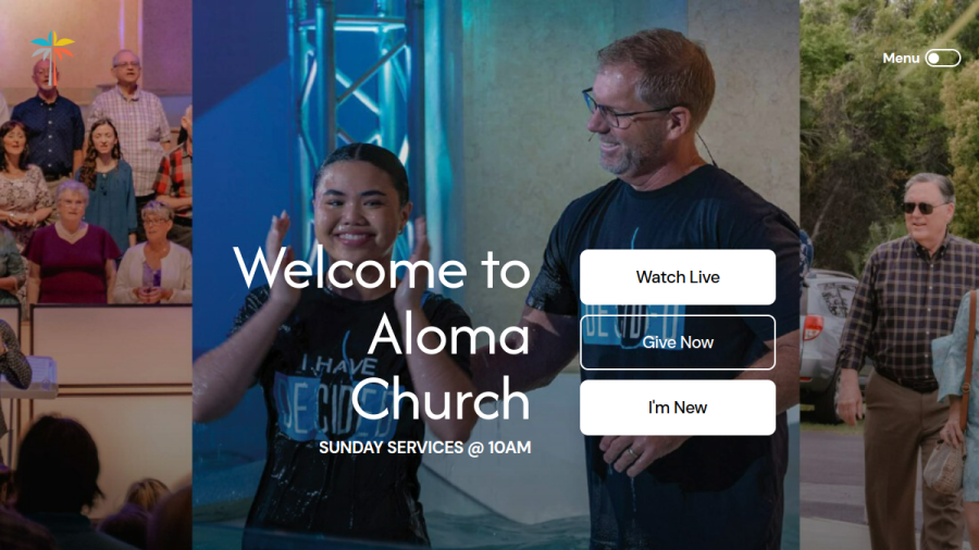 Screenshot of the Aloma Church website