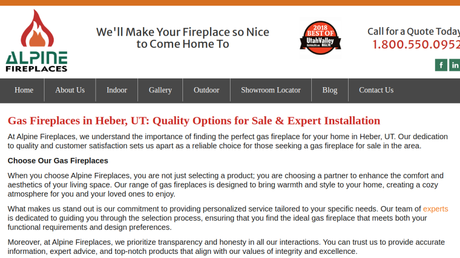Alpine Fireplaces website