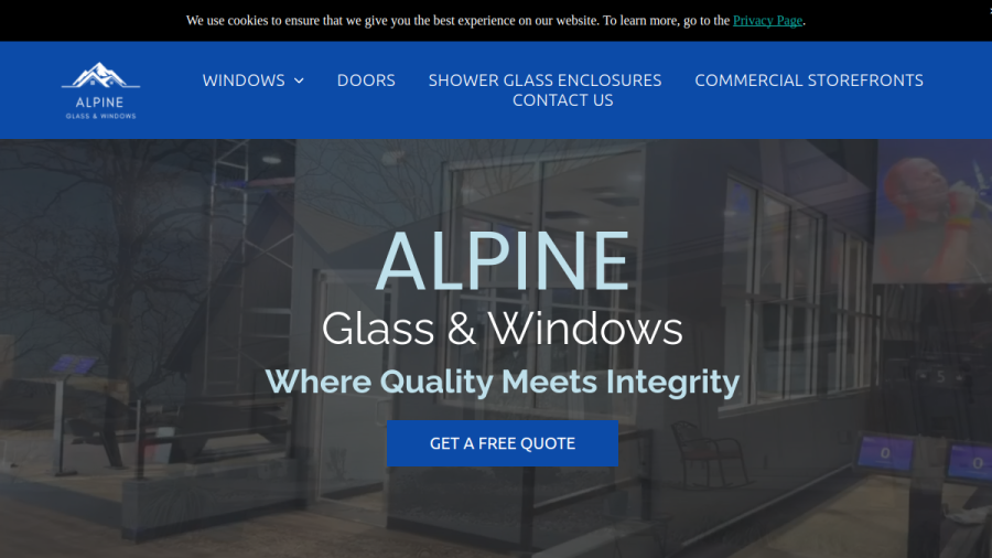 Screenshot of the Alpine Glass & Windows website