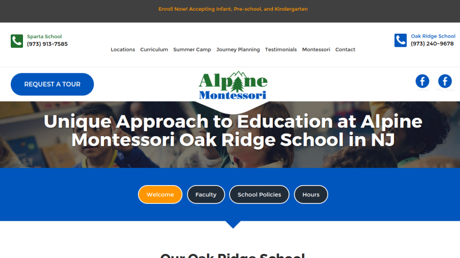 Screenshot of the Alpine Montessori website