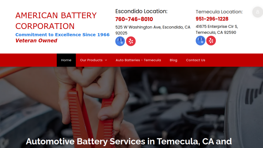 Screenshot of the American Battery Corporation website